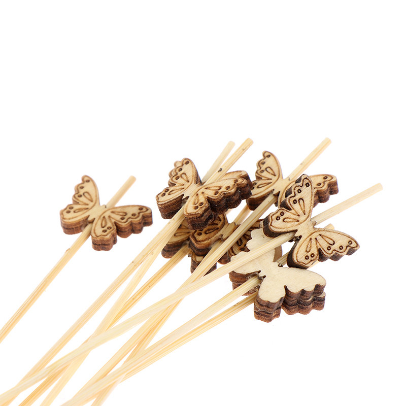 100 bucăți de bușteni, fluture colorat, frigărui din bambus, bețișoare de legume pentru petrecere, scobitori de cocktail, mâncări din bambus, furculițe pentru fructe