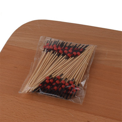 XZJJA 100 tk Lauanõud Bambusest puuviljakahvlid Puuviljad magustoidud peotarbed Rootsi lauapulgad Bento kasti tarvikud Valikud toidukaunistused