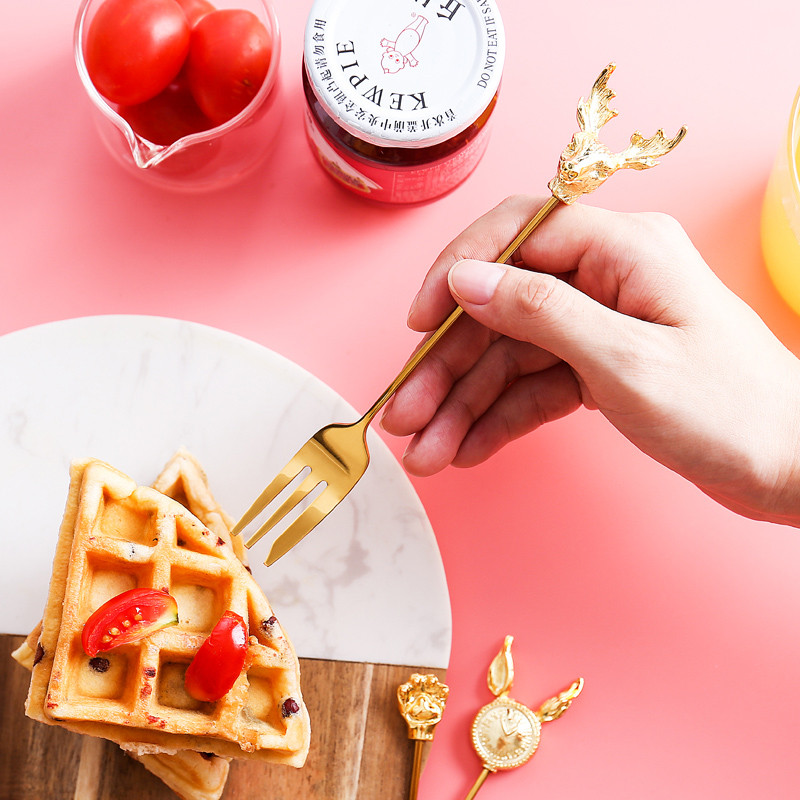 Nerūdijančio plieno vaisių šakutė arbatinis šaukštelis kavos šaukštai desertas vakarienė kepsnys salotos užkandžiai šakutės stalo reikmenys restorano reikmenys vakarėliams