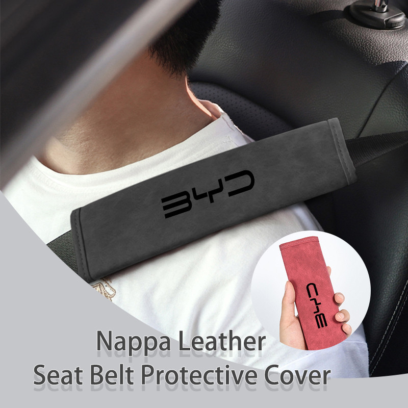 For BYD Logo auto turvavöö kate Nahast õlakaitsepadi F3 I3 F0 F6 S6 S8 E5 E6 G3 G6 L3 S7 G5 G7 M6 Tang