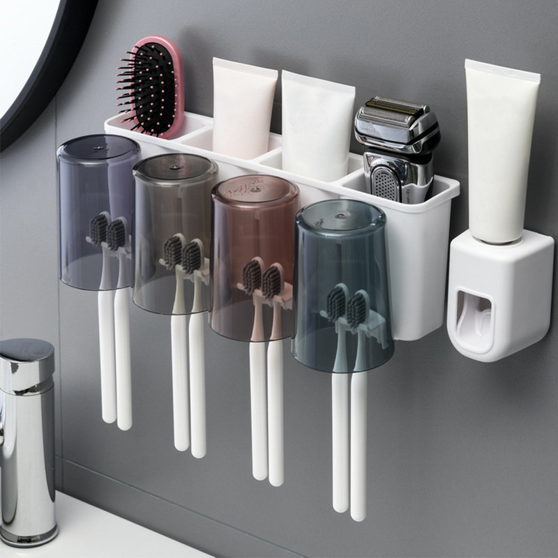 Creative Wall Mount Automaatne hambapasta dosaator Vannitoa tarvikud Veekindel Lazy hambapasta pigistaja hambaharja hoidik