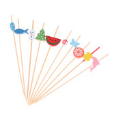 100 vnt Garnyras bambuko lazdelės vienkartinės vaisių lazdelės užkandžių iešmeliai vakarėliui švediškas stalas bambuko maisto rinkiniai sumuštinių dekoras