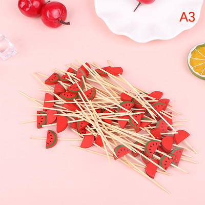 100 vnt Garnyras bambuko lazdelės vienkartinės vaisių lazdelės užkandžių iešmeliai vakarėliui švediškas stalas bambuko maisto rinkiniai sumuštinių dekoras