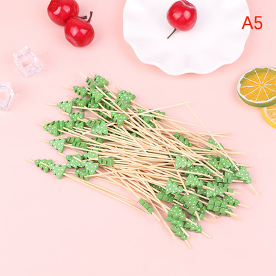 100 vnt Garnyras bambuko lazdelės vienkartinės vaisių lazdelės užkandžių iešmeliai vakarėliui švediškas stalas bambuko maisto rinkiniai sumuštinių dekoras