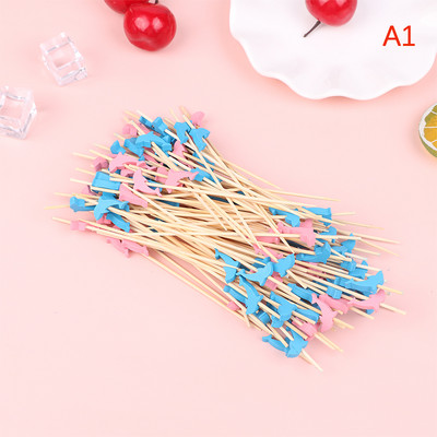 100 vnt Garnyras bambuko lazdelės vienkartinės vaisių lazdelės užkandžių iešmeliai vakarėliui švediškas stalas bambuko maisto rinkiniai sumuštinių dekoras