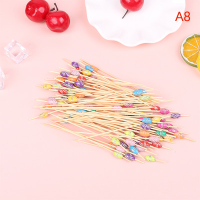 100 vnt Garnyras bambuko lazdelės vienkartinės vaisių lazdelės užkandžių iešmeliai vakarėliui švediškas stalas bambuko maisto rinkiniai sumuštinių dekoras