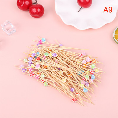 100 vnt Garnyras bambuko lazdelės vienkartinės vaisių lazdelės užkandžių iešmeliai vakarėliui švediškas stalas bambuko maisto rinkiniai sumuštinių dekoras