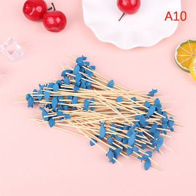 100 vnt Garnyras bambuko lazdelės vienkartinės vaisių lazdelės užkandžių iešmeliai vakarėliui švediškas stalas bambuko maisto rinkiniai sumuštinių dekoras