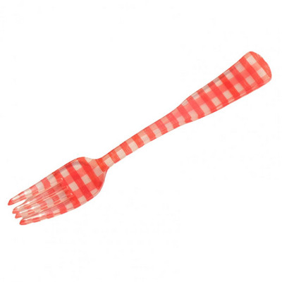 Vilica za desert Karirani uzorak Visoke izdržljivosti Akrilna žlica za desert Vilica Rekviziti za fotografije za piknik na otvorenom Kućne potrepštine