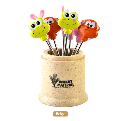 8 tk/komplekt Roostevaba puuviljakahvli ämber Armsad loomakujulised magustoidukahvlid Suupisted Toiduvalik Salat Köögiviljadest Lastele Lõunatarvikud