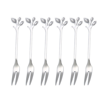 6 tk puuviljakahvel 304 roostevabast terasest sööginõud kuldsed sööginõud eelroog suupiste magustoidukahvel kööginõu lehekujuline