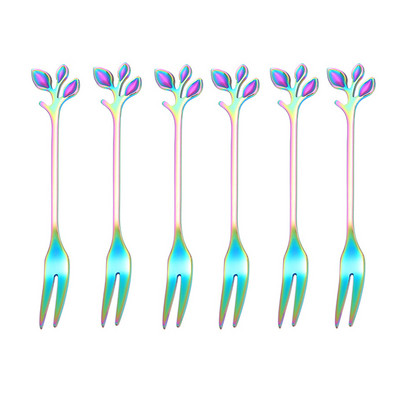 6 tk puuviljakahvel 304 roostevabast terasest sööginõud kuldsed sööginõud eelroog suupiste magustoidukahvel kööginõu lehekujuline