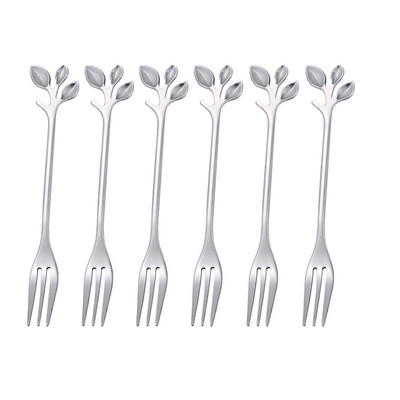 6 tk puuviljakahvel 304 roostevabast terasest sööginõud kuldsed sööginõud eelroog suupiste magustoidukahvel kööginõu lehekujuline