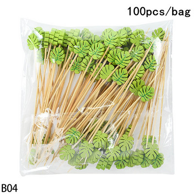 100 vnt. / Maišelis Kaktusas Flamingo formos bambuko skynimo vaisių lazdelės vaikams kokteilių dekoravimui salotos sumuštinis švediškas stalas dantų krapštukai vestuvių dekoras