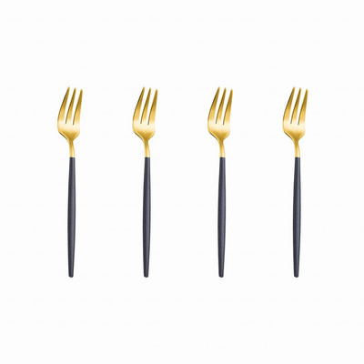 4 vnt juodo aukso nerūdijančio plieno šakučių rinkinys Mielos arbatos kavos vaisių desertinės šakutės virtuvės reikmenys saldainių arbatos šakutės metaliniai stalo reikmenys