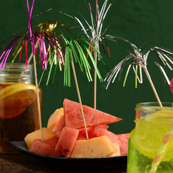 100 τμχ 15 εκ. Rainbow Fireworks Bamboo Fruit Sticks Φρουτοσαλάτα Σνακ Πιρούνι κοκτέιλ Διακόσμηση κέικ μπουφέ Οδοντογλυφίδες Προμήθειες πάρτι