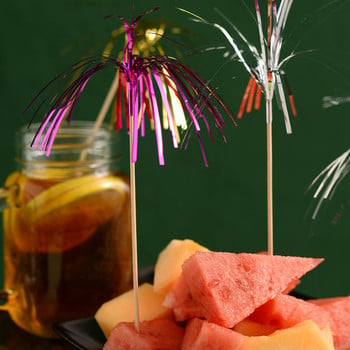 100 τμχ 15 εκ. Rainbow Fireworks Bamboo Fruit Sticks Φρουτοσαλάτα Σνακ Πιρούνι κοκτέιλ Διακόσμηση κέικ μπουφέ Οδοντογλυφίδες Προμήθειες πάρτι