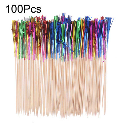 100 τμχ 15 εκ. Rainbow Fireworks Bamboo Fruit Sticks Φρουτοσαλάτα Σνακ Πιρούνι κοκτέιλ Διακόσμηση κέικ μπουφέ Οδοντογλυφίδες Προμήθειες πάρτι