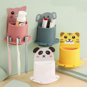 Mielas Panda dantų šepetėlių stovas vonios kambario laikiklis, montuojamas ant sienos animacinių filmų dantų šepetėlių laikiklis vaikams dantų pastos lentyna vonios kambario priedai
