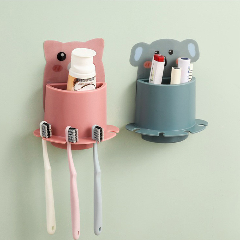 Mielas Panda dantų šepetėlių stovas vonios kambario laikiklis, montuojamas ant sienos animacinių filmų dantų šepetėlių laikiklis vaikams dantų pastos lentyna vonios kambario priedai