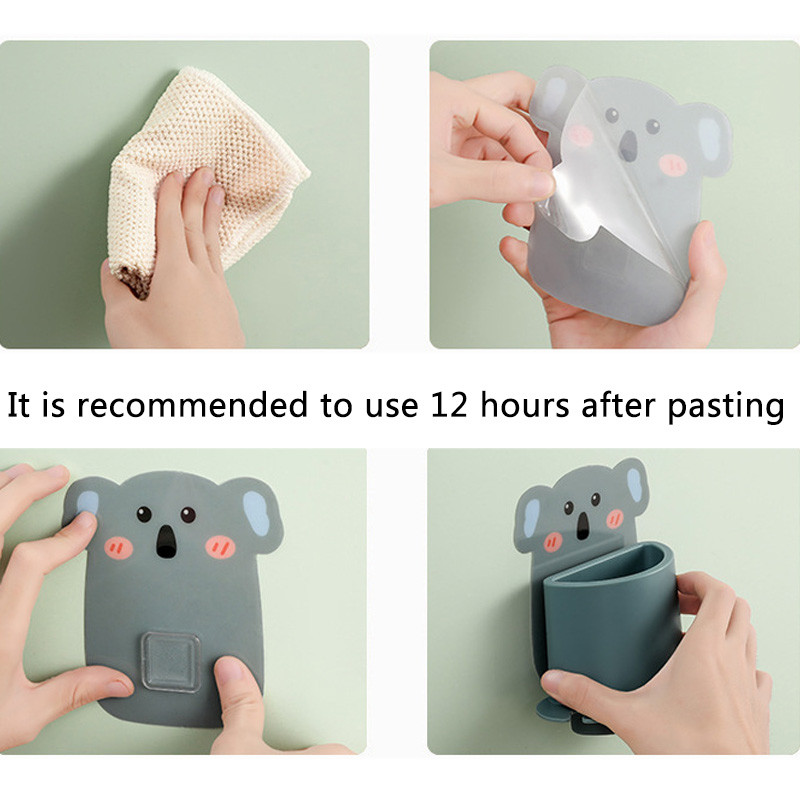 Mielas Panda dantų šepetėlių stovas vonios kambario laikiklis, montuojamas ant sienos animacinių filmų dantų šepetėlių laikiklis vaikams dantų pastos lentyna vonios kambario priedai