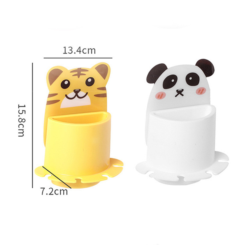 Mielas Panda dantų šepetėlių stovas vonios kambario laikiklis, montuojamas ant sienos animacinių filmų dantų šepetėlių laikiklis vaikams dantų pastos lentyna vonios kambario priedai