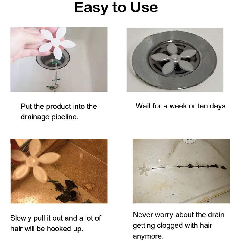 1 db Prémium lefolyó hajfogó virágzuhany Hajtisztító lánc Fürdőszoba vízelvezető szűrő Hajfogó lánckampó