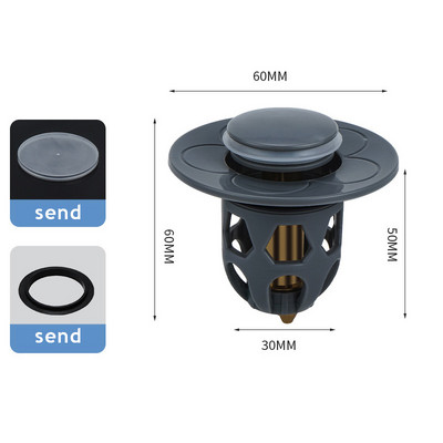 Univerzalni umivaonik od nehrđajućeg čelika Pop-up Bounce Core umivaonik Odvodni filtar Hvatač dlačica Cjedilo za umivaonik Čep za kadu Kupaonski alat