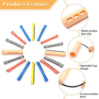 10 бр. Пръчки за къдрене на коса Неплъзгащи се пластмасови ролки за коса Пръчки със студена вълна с еластична гумена лента за жени Дълга коса Инструменти за стилизиране „направи си сам“
