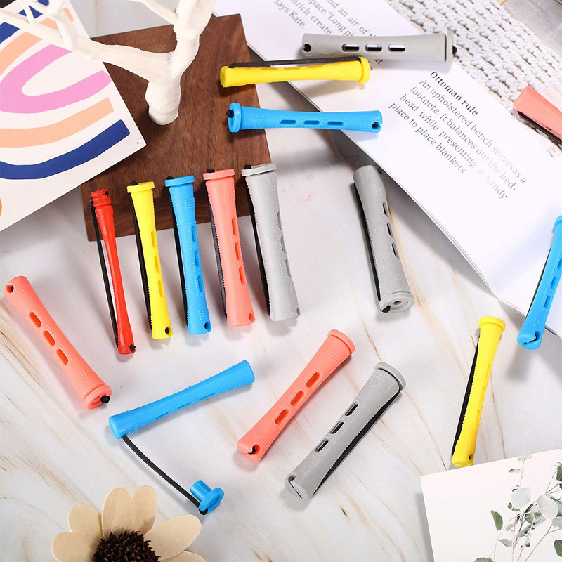 10 vnt. Plaukų ilgalaikių plaukų strypai neslystantys plastikiniai plaukų voleliai šaltos bangos strypai su elastine gumine juostele moterims ilgiems plaukams „pasidaryk pats“ formavimo įrankiai