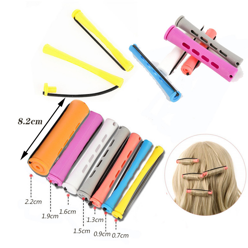 10 vnt. Plaukų ilgalaikių plaukų strypai neslystantys plastikiniai plaukų voleliai šaltos bangos strypai su elastine gumine juostele moterims ilgiems plaukams „pasidaryk pats“ formavimo įrankiai