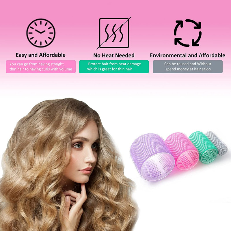 Σετ Ρολά Μαλλιών Jumbo 6 Τεμάχια Self Grip Magic Hair Curlers Διαφορετικό μέγεθος Χωρίς θερμότητα Αυτοκόλλητο μπούκλες Εργαλείο styling κομμωτηρίου