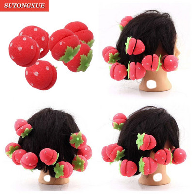 12db Girls Strawberry Brand Soft Foam Anion Bendy Hair Tool Hajcsavarók Hajcsavarók Cling DIY Hajcsavarók Forró hajformázó eszközök