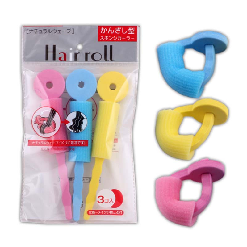 3 vnt. Sponge Curls Stick Neskausmingi plaukų priežiūros putų voleliai Minkšti plaukų suktukai Plaukų formavimo plaukų ritinėlis „Pasidaryk pats“ garbanoti banguoti formavimo įrankiai
