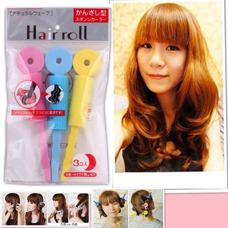 3 vnt. Sponge Curls Stick Neskausmingi plaukų priežiūros putų voleliai Minkšti plaukų suktukai Plaukų formavimo plaukų ritinėlis „Pasidaryk pats“ garbanoti banguoti formavimo įrankiai