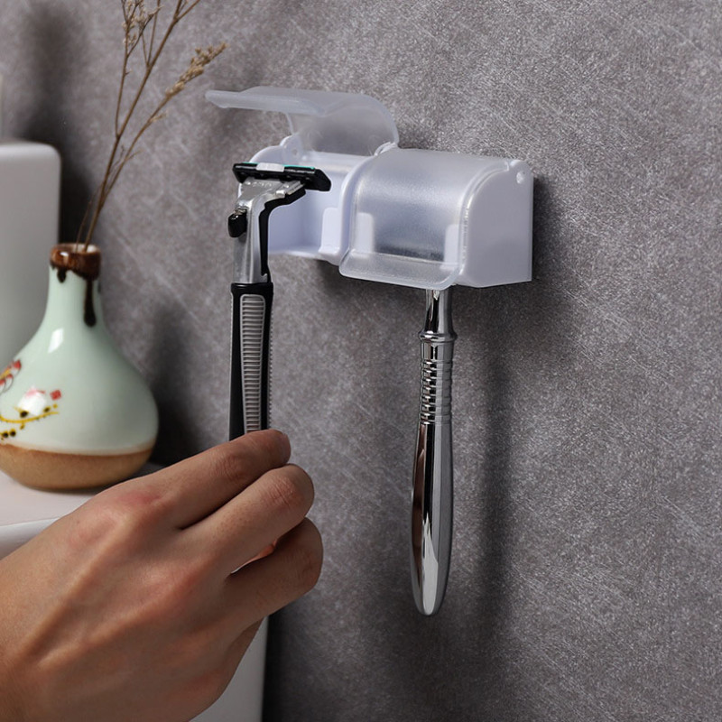 Borotvatartó tartó Kézi borotvatartó Borotvaakasztó lyukasztás nélkül Erőteljes férfi borotvatartó állvány zuhany borotvatartó