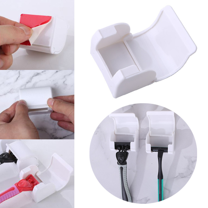 Free Punch Muškarci Vješalica za brijanje Držač za brijanje Plastična bijela kuka Zidna vakuumska čašica Držač oštrice četke Kupaonski pribor