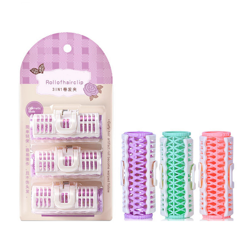3TK komplekt Väikese suurusega juuksekoolutaja vedruklambriga lokirullid plastikust isetegemise juukserullid lainelised juuksuri juuksuri juuste kujundamise tööriist