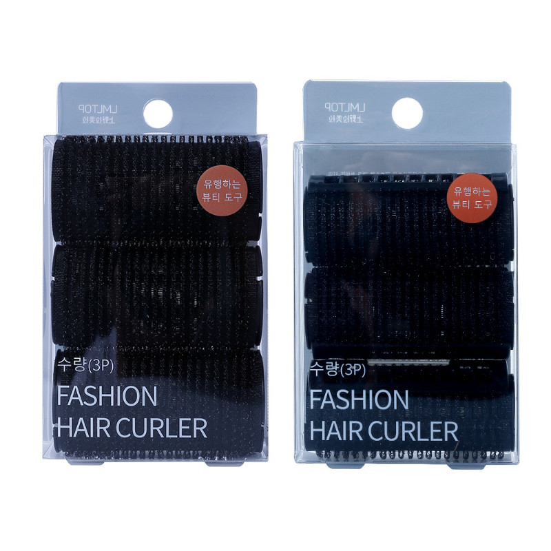 Must isekleepuv lokirull, 3 tk air bangs lokirulliga, lõdvam sisenööp, kohevad ja vormitud juuksetööriistad juukserull