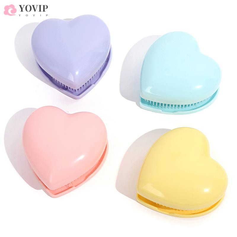 Mini taskupeegli kokkupandav kamm, naiste kaasaskantav südametasku, väike reisimassaaži juuksehari koos peegli stiilitarvikutega