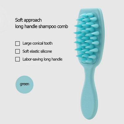 Laiade hammaste massaažikamm juuksehooldus Pika varrega pehme silikooniga massaaži juuksepesukamm märgade ja kuivade juukseharjade kujundamise tööriistad