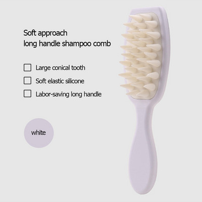 Laiade hammaste massaažikamm juuksehooldus Pika varrega pehme silikooniga massaaži juuksepesukamm märgade ja kuivade juukseharjade kujundamise tööriistad
