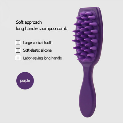 Laiade hammaste massaažikamm juuksehooldus Pika varrega pehme silikooniga massaaži juuksepesukamm märgade ja kuivade juukseharjade kujundamise tööriistad