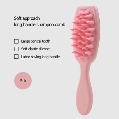 Laiade hammaste massaažikamm juuksehooldus Pika varrega pehme silikooniga massaaži juuksepesukamm märgade ja kuivade juukseharjade kujundamise tööriistad