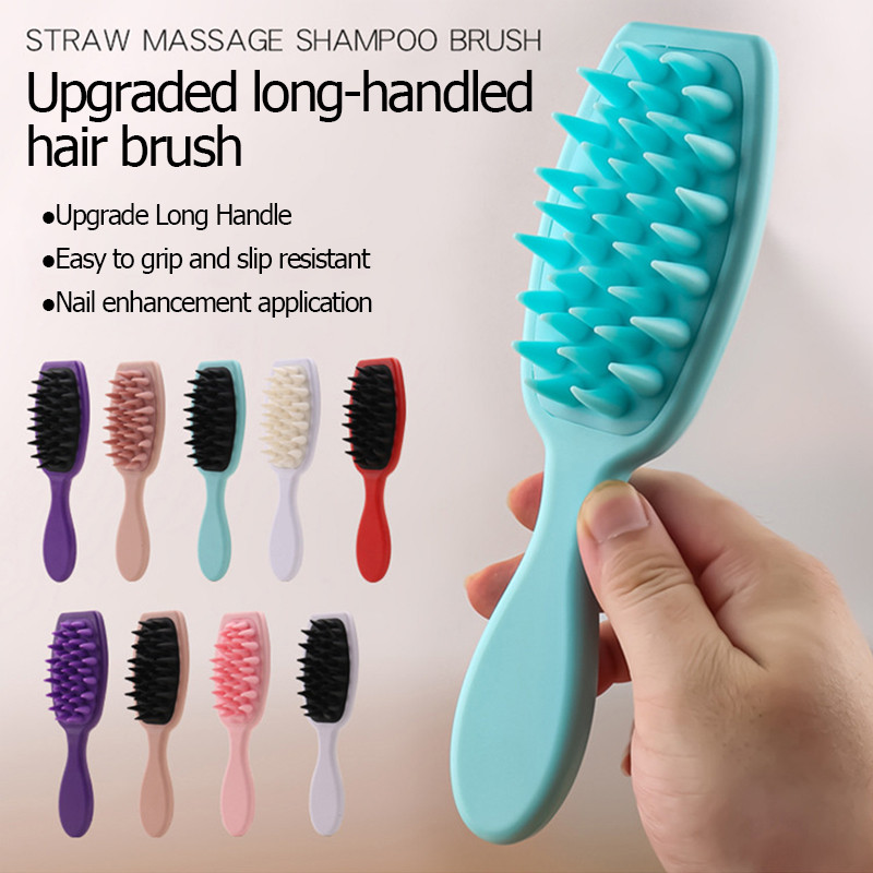Laiade hammaste massaažikamm juuksehooldus Pika varrega pehme silikooniga massaaži juuksepesukamm märgade ja kuivade juukseharjade kujundamise tööriistad