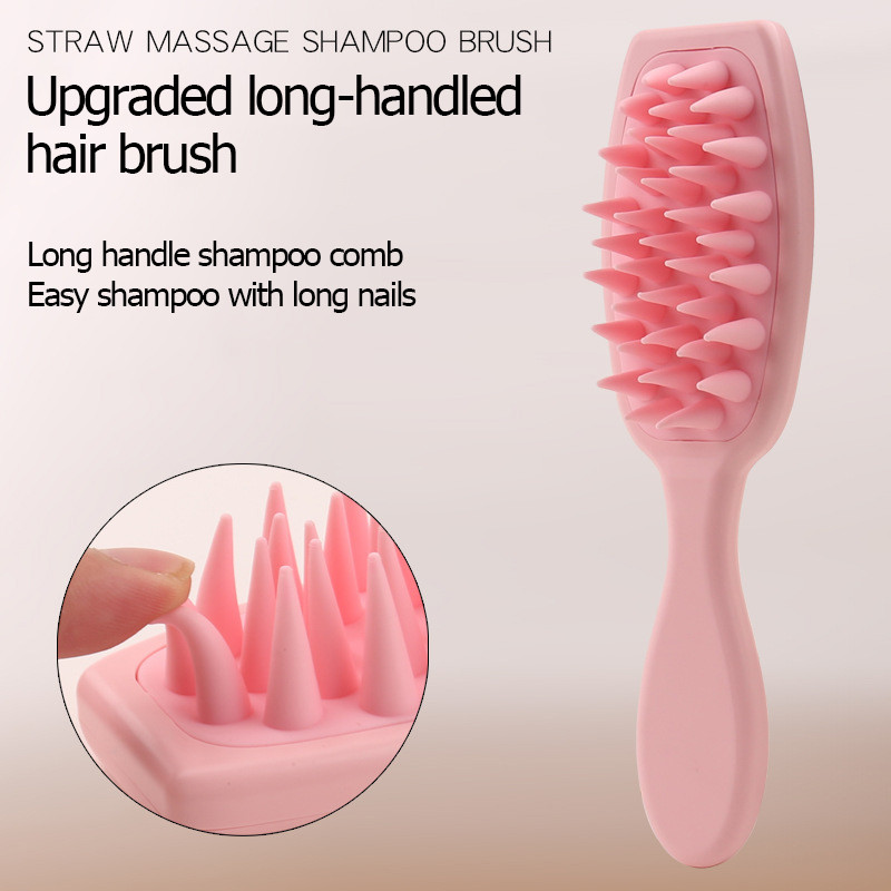 Laiade hammaste massaažikamm juuksehooldus Pika varrega pehme silikooniga massaaži juuksepesukamm märgade ja kuivade juukseharjade kujundamise tööriistad