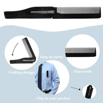 Νέα 4 στυλ πτυσσόμενη χτένα μαλλιών κλιπ τσέπης Μαλλιά μουστάκι γενειάδα χτένα Εργαλείο styling μαλλιών Εργαλεία χτένας και καθρέφτη κομμωτηρίου