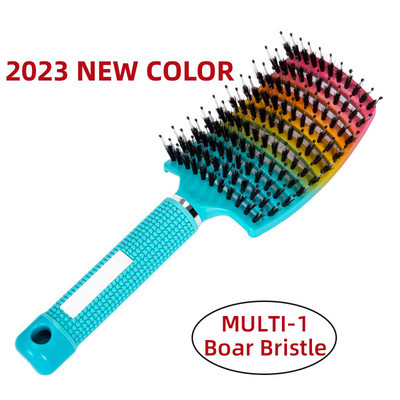 Kumer tuulutushari, metssiga harjased naiste peanaha massaažikamm juuksehari märg lokkis salongi juuksuri stiilitööriistad