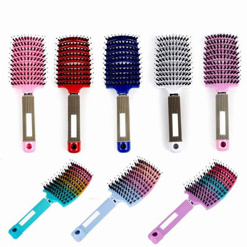 Kumer tuulutushari, metssiga harjased naiste peanaha massaažikamm juuksehari märg lokkis salongi juuksuri stiilitööriistad