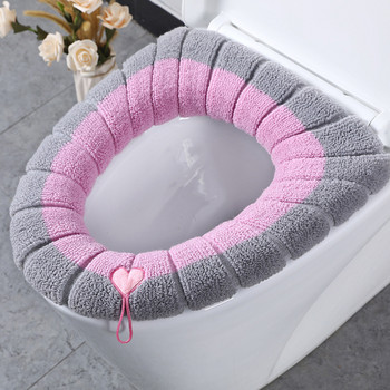 Удебелена тоалетна възглавница Зимна мека миеща се обща скандинавска подложка за тоалетна седалка Комплект покривала за баня и тоалетна Поставка